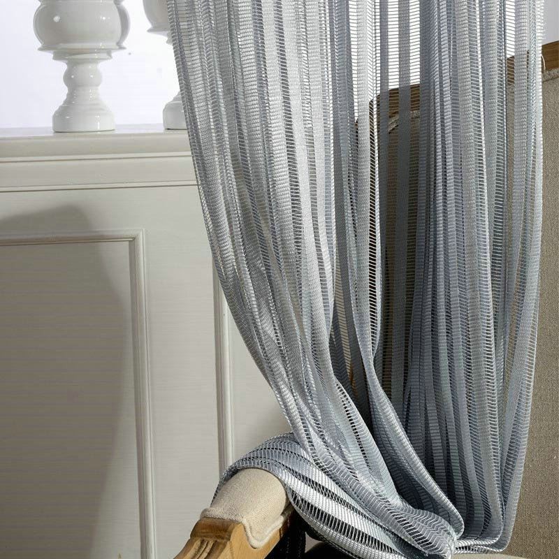 Cortina Moderna E Simples Feita Sob Medida, Cortina Cinza Listrada, Jacquard, Tecido Para Sala De Estar E Estudo
