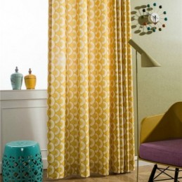 Cortina De Algodão Amarela Feita Sob Medida, Cortina Com Estampa Exclusiva Para Quarto E Sala De Estar