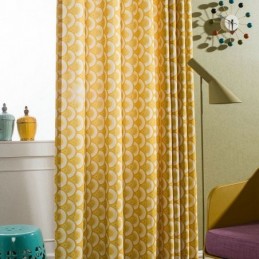 Cortina De Algodão Amarela Feita Sob Medida, Cortina Com Estampa Exclusiva Para Quarto E Sala De Estar