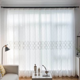 Cortina Transparente Moderna E Simples Feita Sob Medida, Tecido Jacquard Geométrico Para Sala De Estar E Estudo
