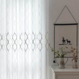 Cortina Transparente Moderna E Simples Feita Sob Medida, Tecido Jacquard Geométrico Para Sala De Estar E Estudo