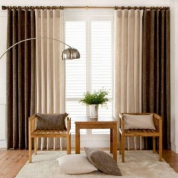Cortina Estilo Pastoral Europeia Feita Sob Medida, Cortinas De Cor Sólida Com Costura Grossa