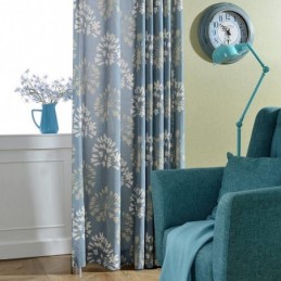 Cortina Japonesa Simples Feita Sob Medida Com Estampa De Flores Azuis