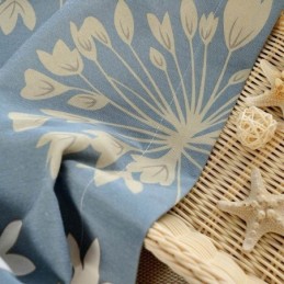 Cortina Japonesa Simples Feita Sob Medida Com Estampa De Flores Azuis