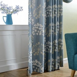 Cortina Japonesa Simples Feita Sob Medida Com Estampa De Flores Azuis