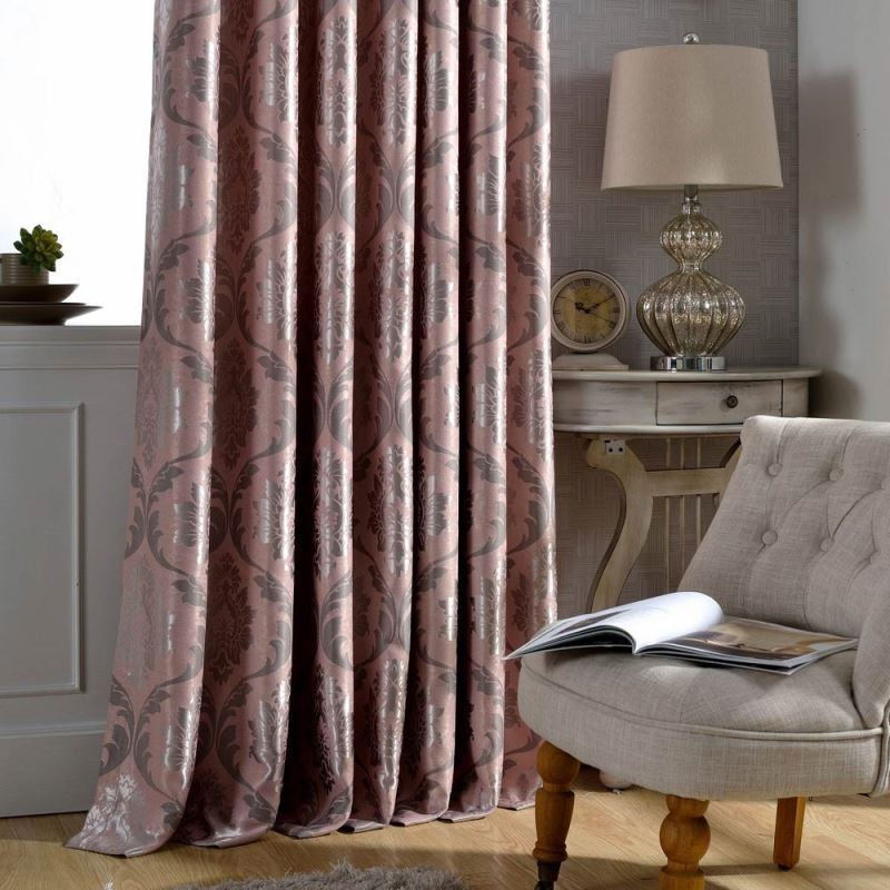 Cortina Rural Europeia Sob Medida, Tecido Blackout Para Quarto, Jacquard Rosa