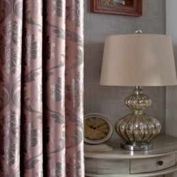 Cortina Rural Europeia Sob Medida, Tecido Blackout Para Quarto, Jacquard Rosa