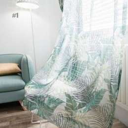 Cortina Rural Americana Transparente Feita Sob Medida Com Bordado De Folhas Exclusivas Em Tecido Respirável