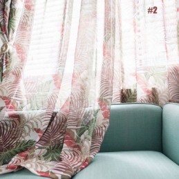 Cortina Rural Americana Transparente Feita Sob Medida Com Bordado De Folhas Exclusivas Em Tecido Respirável