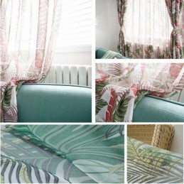 Cortina Rural Americana Transparente Feita Sob Medida Com Bordado De Folhas Exclusivas Em Tecido Respirável