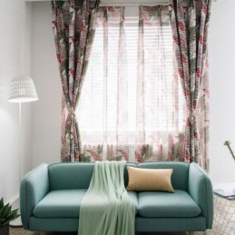 Cortina Rural Americana Transparente Feita Sob Medida Com Bordado De Folhas Exclusivas Em Tecido Respirável