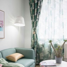 Cortina Rural Americana Transparente Feita Sob Medida Com Bordado De Folhas Exclusivas Em Tecido Respirável