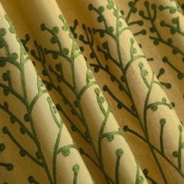 Cortina Antiga Americana Feita Sob Medida, Tecido De Algodão E Linho Com Bordado Amarelo E Proteção Ambiental