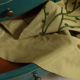 Cortina Antiga Americana Feita Sob Medida, Tecido De Algodão E Linho Com Bordado Amarelo E Proteção Ambiental