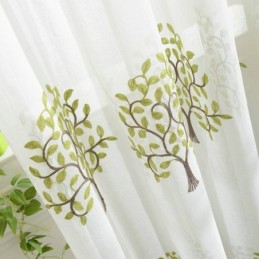 Cortina Transparente Europeia Feita Sob Medida, Estilo Pastoral, Bordado
