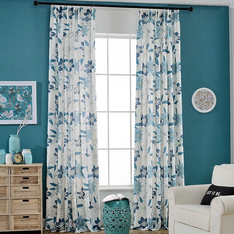 Cortina Moderna Simples Feita Sob Medida Com Estampa De Flores Frescas Para Quarto