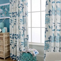 Cortina Moderna Simples Feita Sob Medida Com Estampa De Flores Frescas Para Quarto