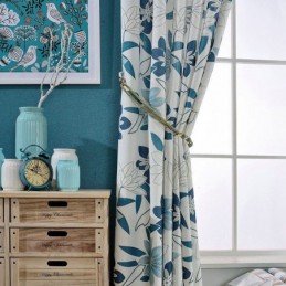 Cortina Moderna Simples Feita Sob Medida Com Estampa De Flores Frescas Para Quarto