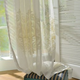 Cortina Nórdica Simples E Transparente Feita Sob Medida, Tecido Bordado Com Flores Europeias Para Sala De Estar E Estudo