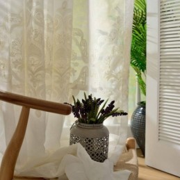 Cortina Nórdica Simples E Transparente Feita Sob Medida, Tecido Bordado Com Flores Europeias Para Sala De Estar E Estudo