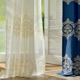 Cortina Nórdica Simples E Transparente Feita Sob Medida, Tecido Bordado Com Flores Europeias Para Sala De Estar E Estudo