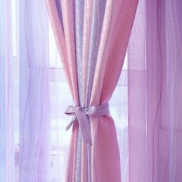 Cortinas Modernas De Jacquard Com Listras Coloridas Em Degradê Feitas Sob Medida Para Quarto De Menina