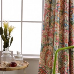 Cortina Antiga Americana Feita Sob Medida, Tecido Para Quarto Com Estampa Floral Contrastante