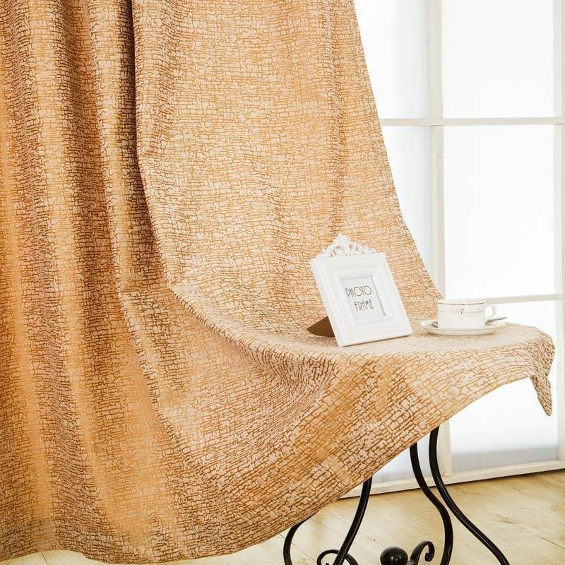 Cortina Estilo Abstrato Americano Feita Sob Medida Com Padrão Geométrico Marrom Chenille Tecido Blackout Jarquard