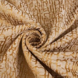Cortina Estilo Abstrato Americano Feita Sob Medida Com Padrão Geométrico Marrom Chenille Tecido Blackout Jarquard