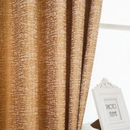Cortina Estilo Abstrato Americano Feita Sob Medida Com Padrão Geométrico Marrom Chenille Tecido Blackout Jarquard