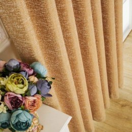 Cortina Estilo Abstrato Americano Feita Sob Medida Com Padrão Geométrico Marrom Chenille Tecido Blackout Jarquard