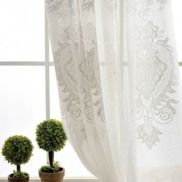 Cortina Transparente Clássica Europeia Feita Sob Medida, Cortina Com Jacquard Floral Para Sala De Estar, Tecido De Algodão Macio