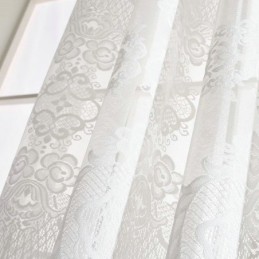 Cortina Transparente Clássica Europeia Feita Sob Medida, Cortina Com Jacquard Floral Para Sala De Estar, Tecido De Algodão Macio