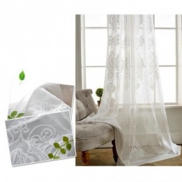 Cortina Transparente Clássica Europeia Feita Sob Medida, Cortina Com Jacquard Floral Para Sala De Estar, Tecido De Algodão Macio