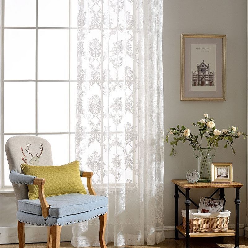 Cortina Simples E Clássica Feita Sob Medida, Tecido Jacquard Com Flores Europeias Para Sala De Estar E Quarto