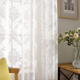 Cortina Simples E Clássica Feita Sob Medida, Tecido Jacquard Com Flores Europeias Para Sala De Estar E Quarto