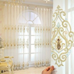 Cortinas De Tule Bordadas Transparentes Europeias Para Sala De Estar E Quarto