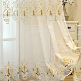 Cortinas De Tule Bordadas Transparentes Europeias Para Sala De Estar E Quarto