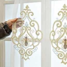 Cortinas De Tule Bordadas Transparentes Europeias Para Sala De Estar E Quarto