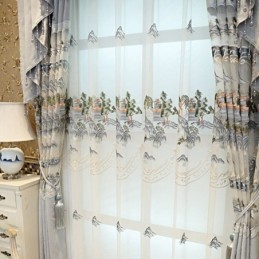 Cortina Transparente De Luxo Feita Sob Medida, Tule Bordado Para Sala De Estar E Quarto