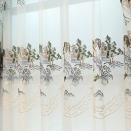 Cortina Transparente De Luxo Feita Sob Medida, Tule Bordado Para Sala De Estar E Quarto