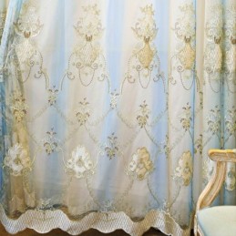 Cortina De Tule Europeia Feita Sob Medida, Cortina Bordada Em Voile Para Sala De Estar