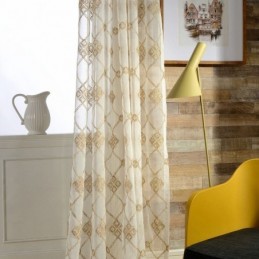 Cortinas Nórdicas Transparentes Com Padrão De Diamante Para Janela Para Sala De Estar E Quarto