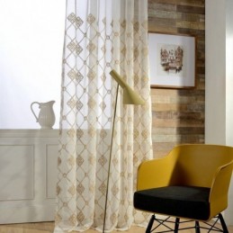Cortinas Nórdicas Transparentes Com Padrão De Diamante Para Janela Para Sala De Estar E Quarto