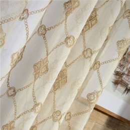 Cortinas Nórdicas Transparentes Com Padrão De Diamante Para Janela Para Sala De Estar E Quarto