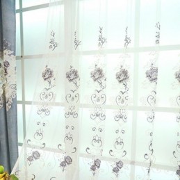 Cortinas Modernas De Tule Transparente Com Estampa Floral Para Sala De Estar E Quarto