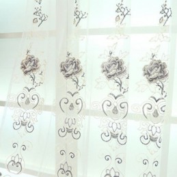 Cortinas Modernas De Tule Transparente Com Estampa Floral Para Sala De Estar E Quarto