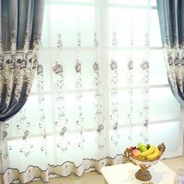 Cortinas Modernas De Tule Transparente Com Estampa Floral Para Sala De Estar E Quarto