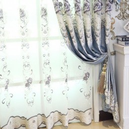 Cortinas Modernas De Tule Transparente Com Estampa Floral Para Sala De Estar E Quarto