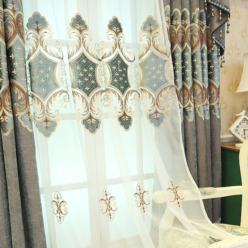 Cortinas Transparentes Bordadas Modernas De Tule Para Tratamento De Janelas Para Sala De Estar E Quarto